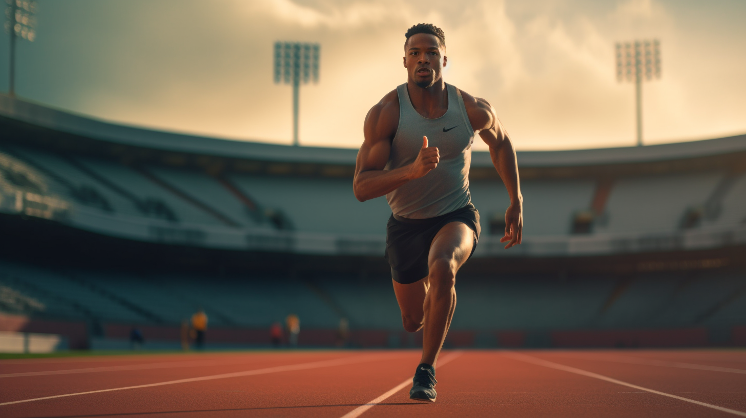 Black male student running on track