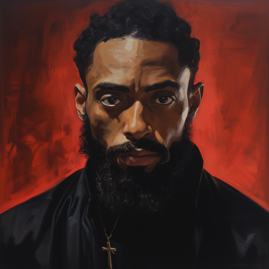 An anime-style image of a black man with a beard looking mad