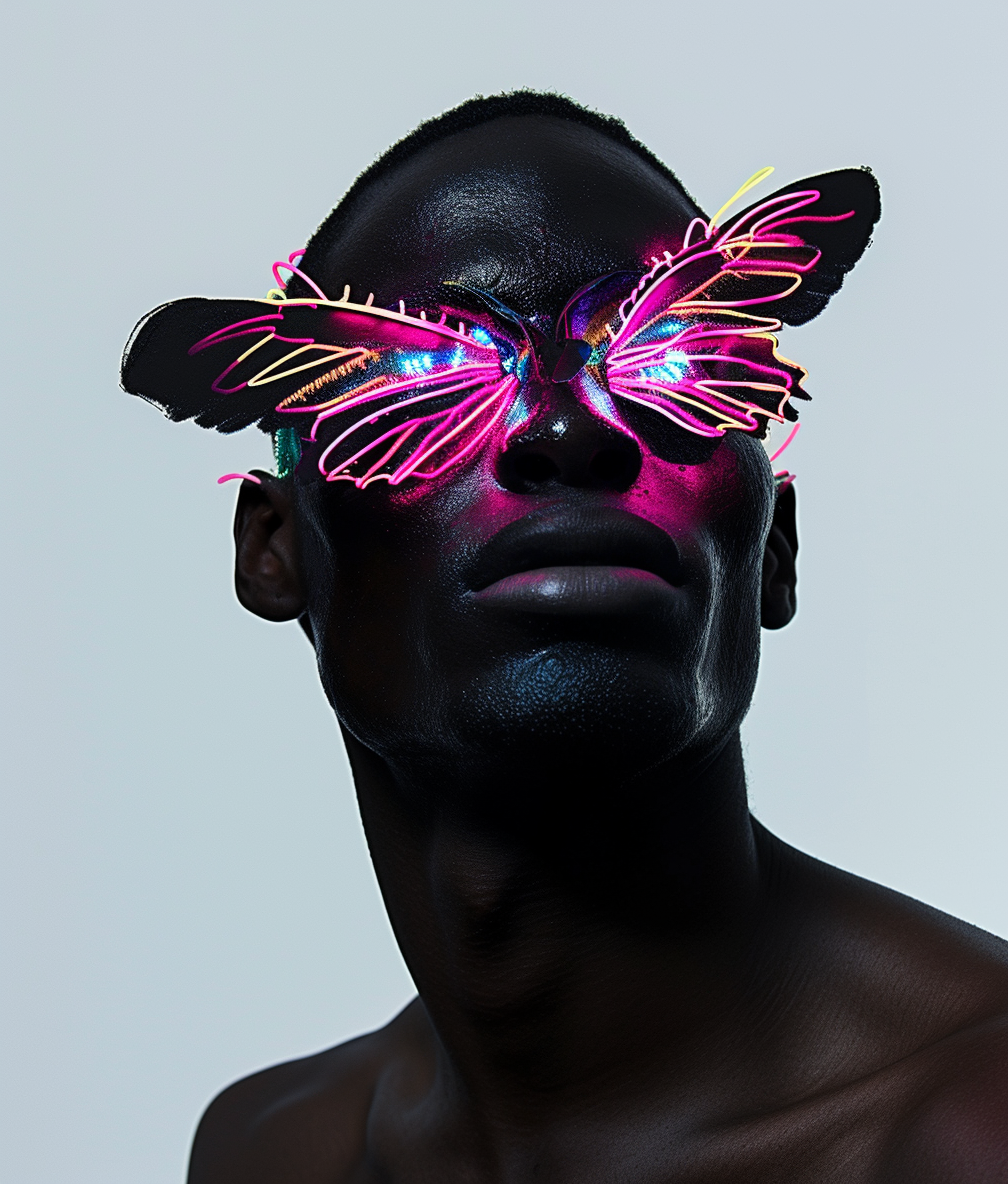 Black man with butterfly wings