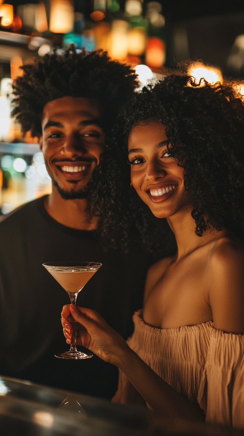 Black man and date smiling