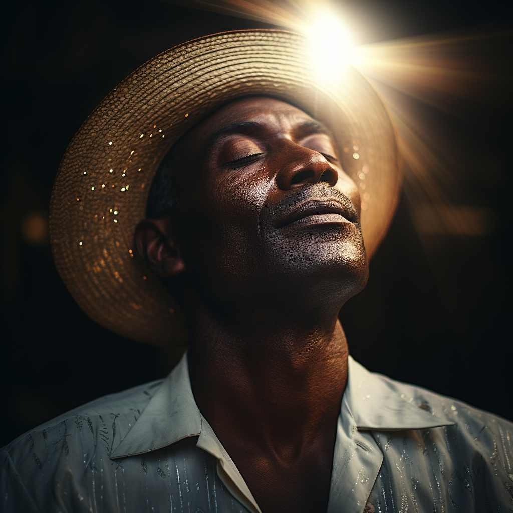 Detailed Photorealistic Black Man Portrait with Closed Eyes