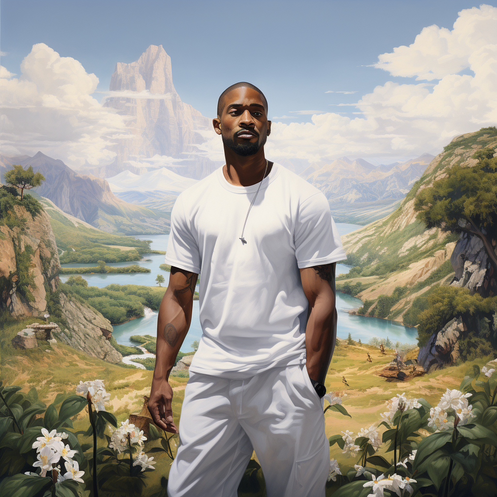 Stylish black man in front of breathtaking landscape