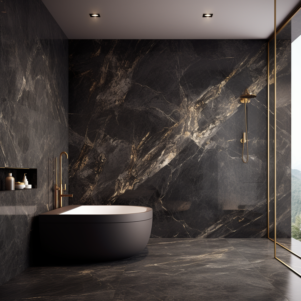 Sleek black marble wall design