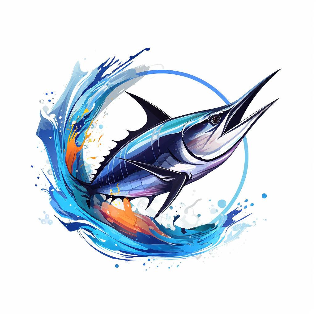 Black Marlin Circular Border Illustration