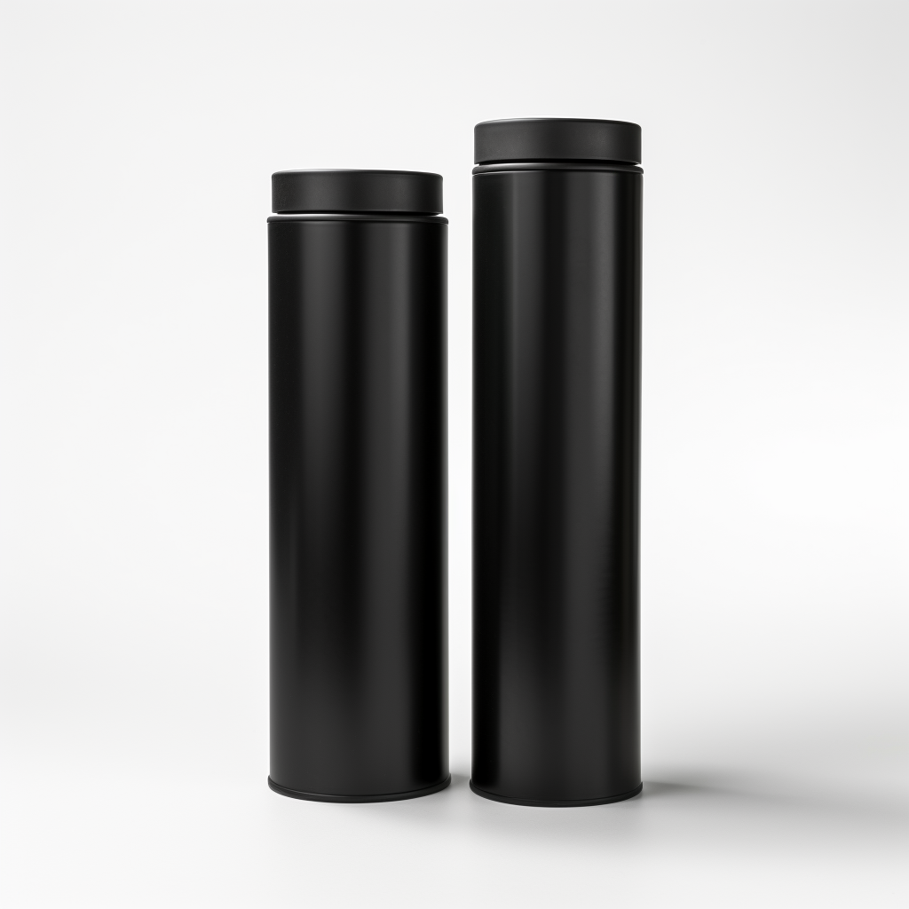 Black metallic cardboard tube with lids