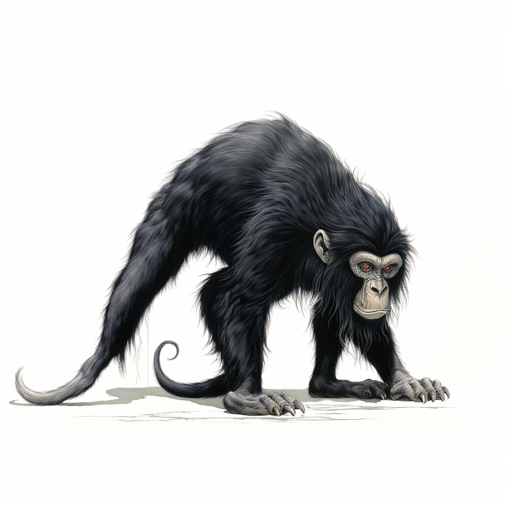 Black monkey walking on all fours