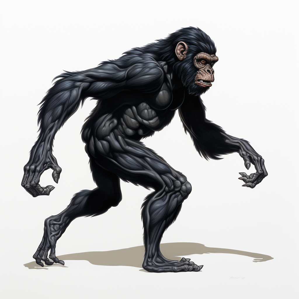 Black monkey walking on two legs