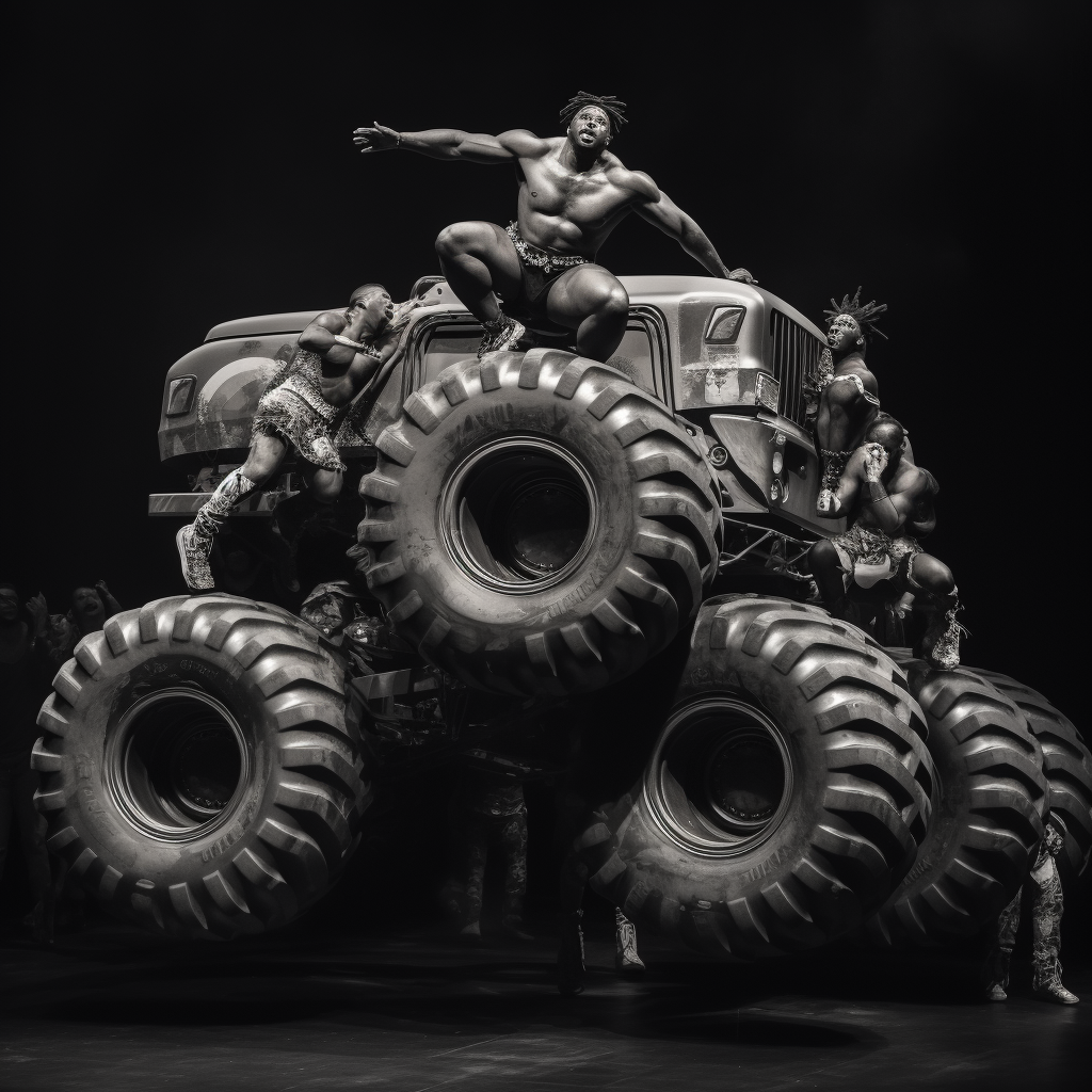 Black people in monster truck ballet