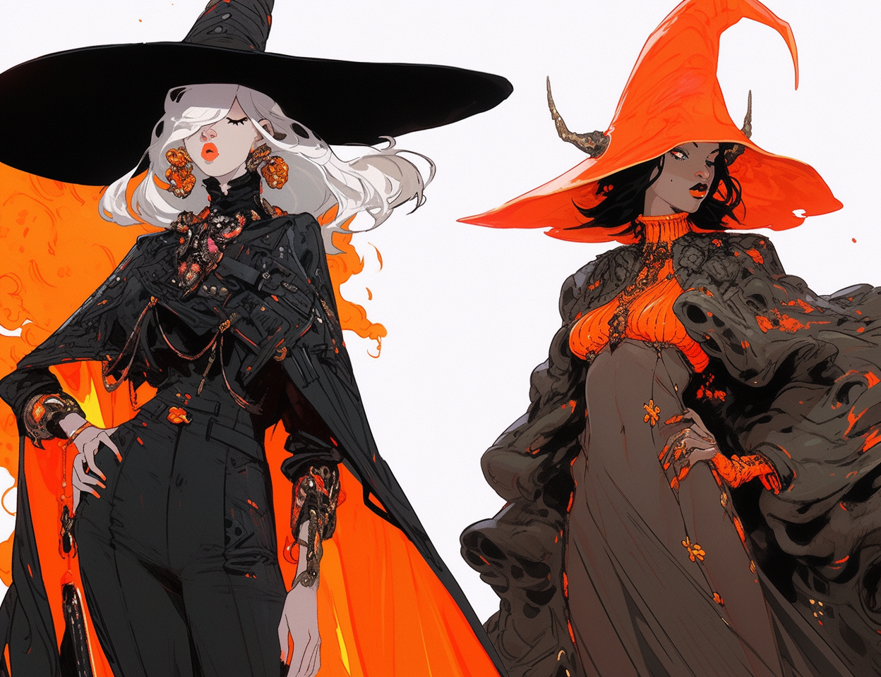 Black and Orange Halloween Amano Women Couple