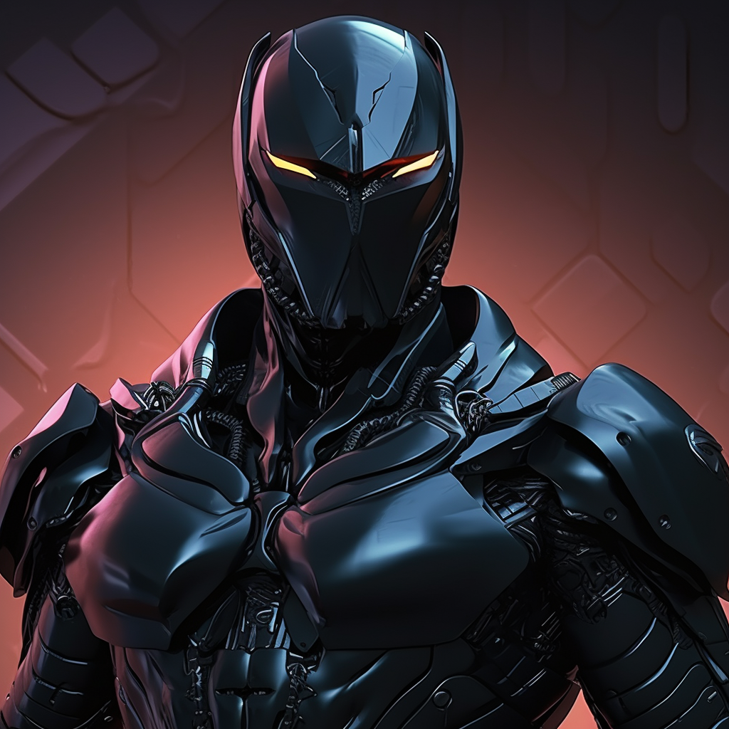 Futuristic soldier in black organic armor suit