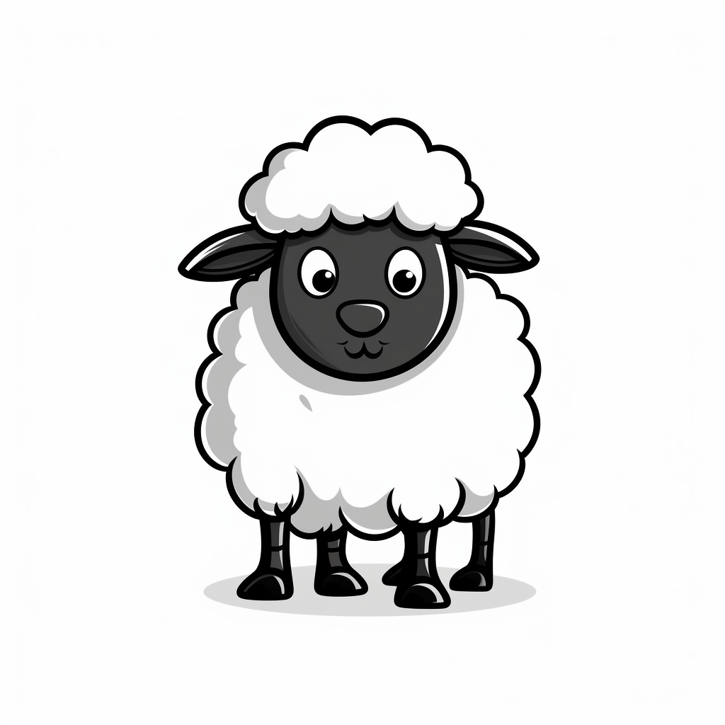 Cute sheep with black outline