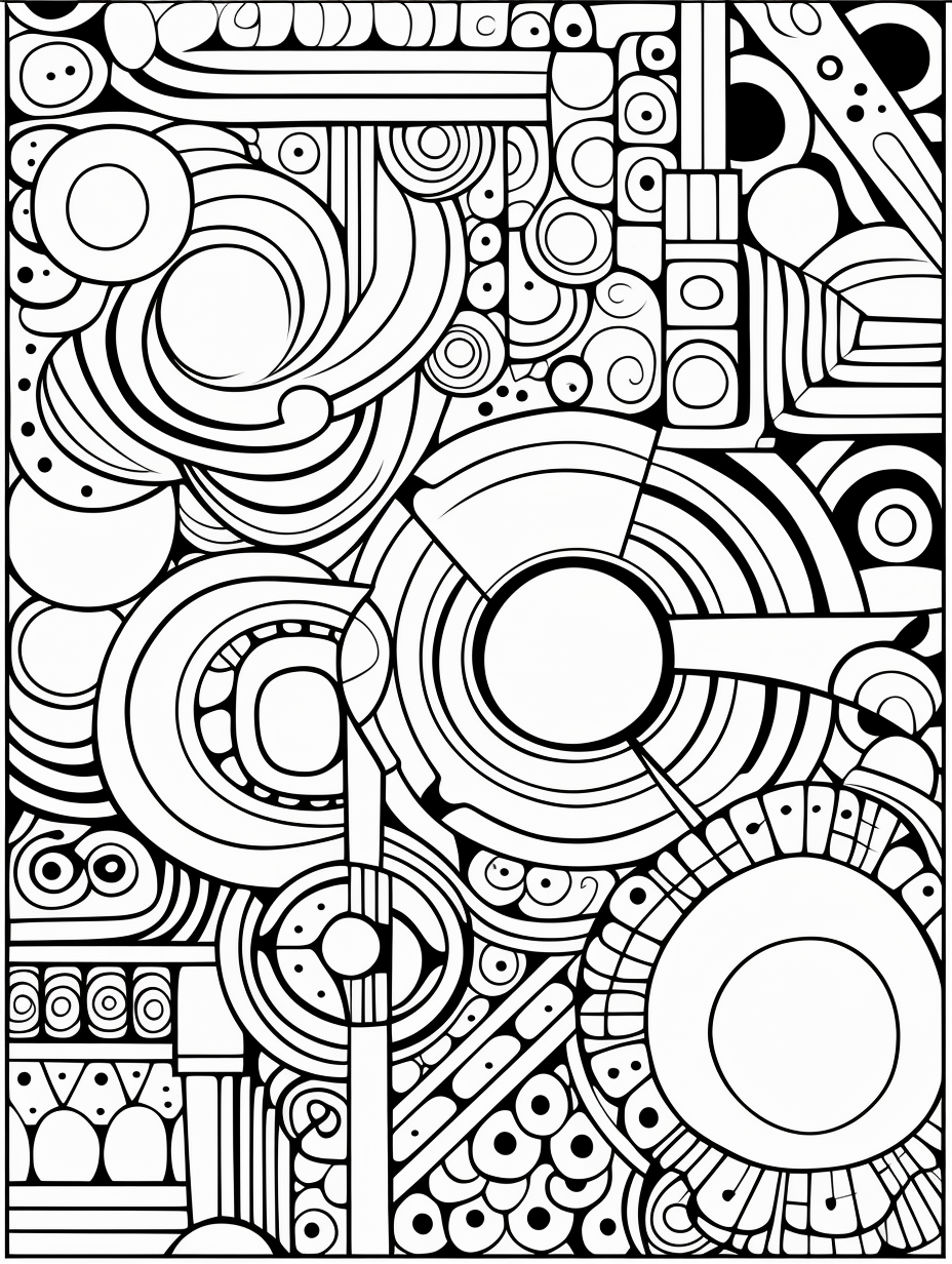 Black outline circles coloring book image