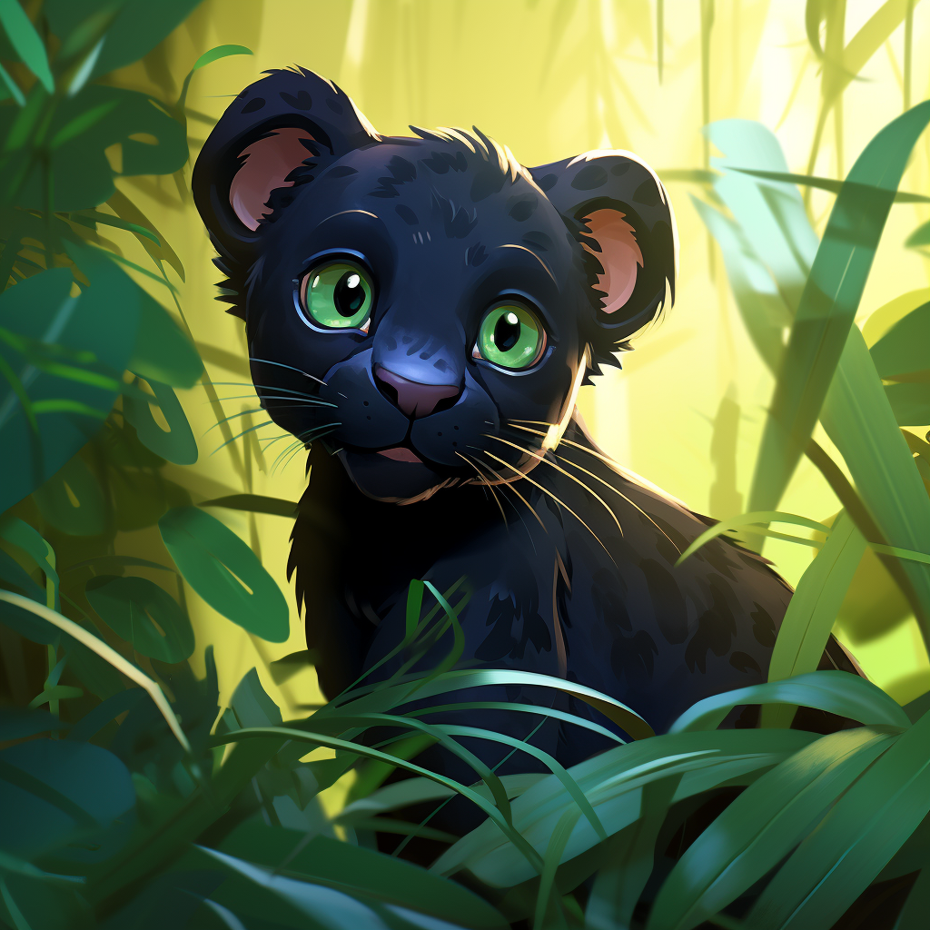 Cute black panther in jungle