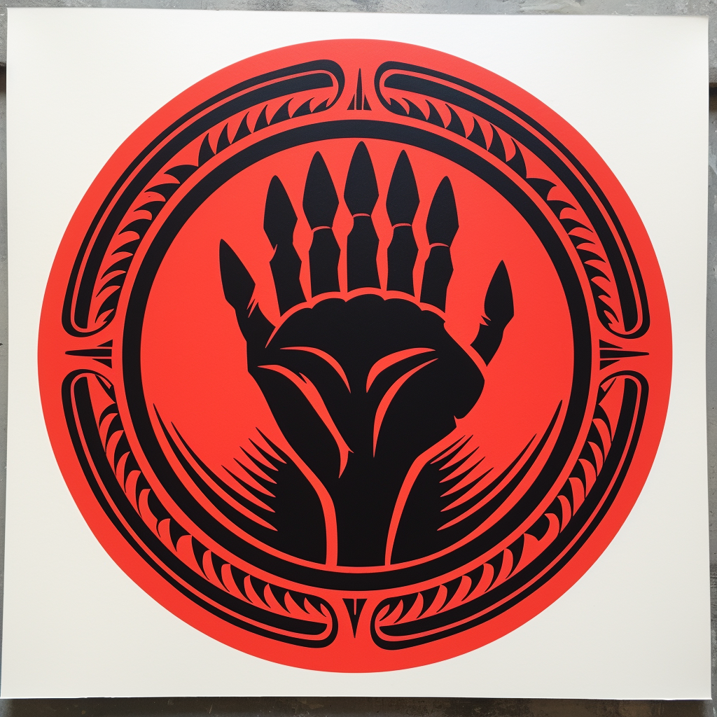 Minimal black panther paw linocut print