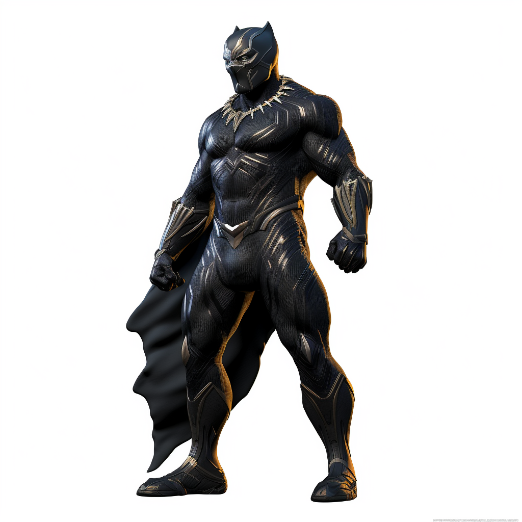 Black Panther superhero standing on white background