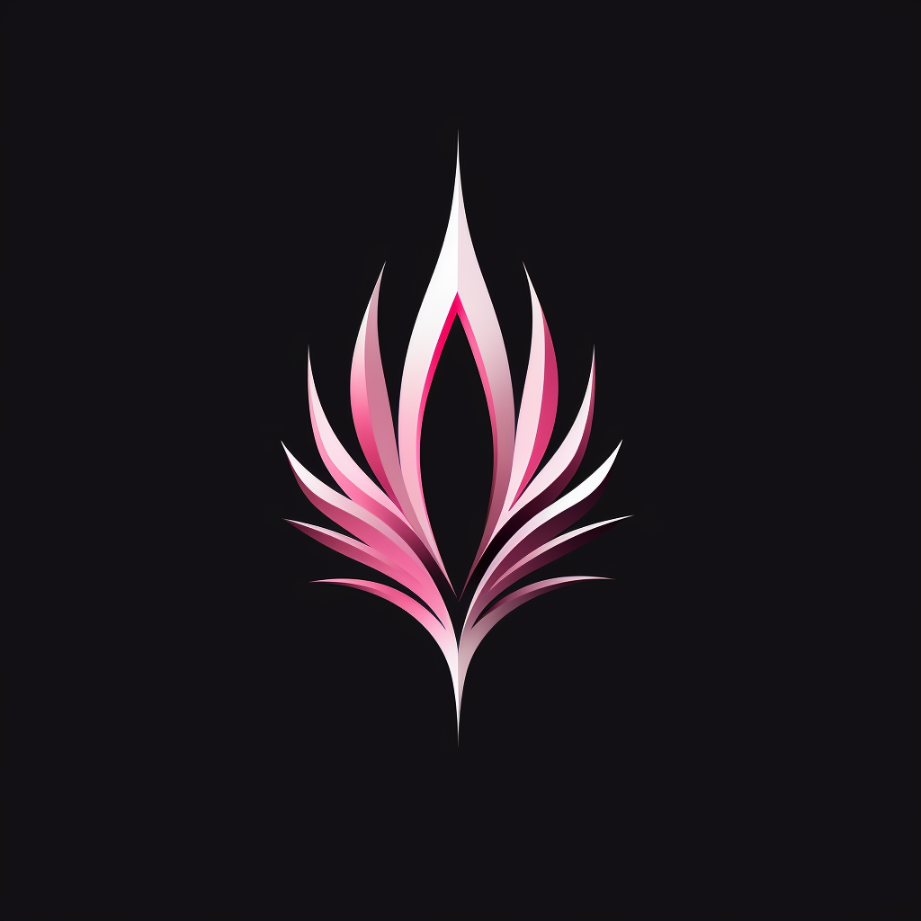 Black and pink round logo with spear