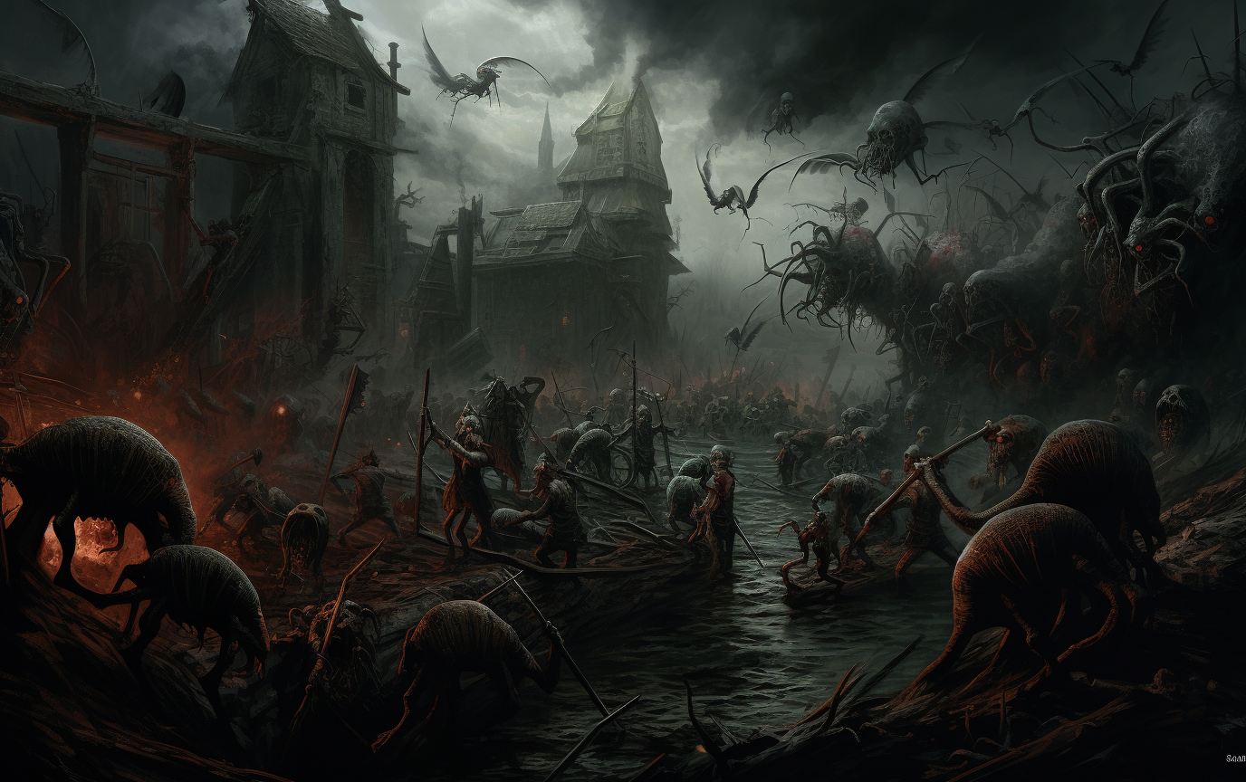 Detailed depiction of the Black Plague outbreak