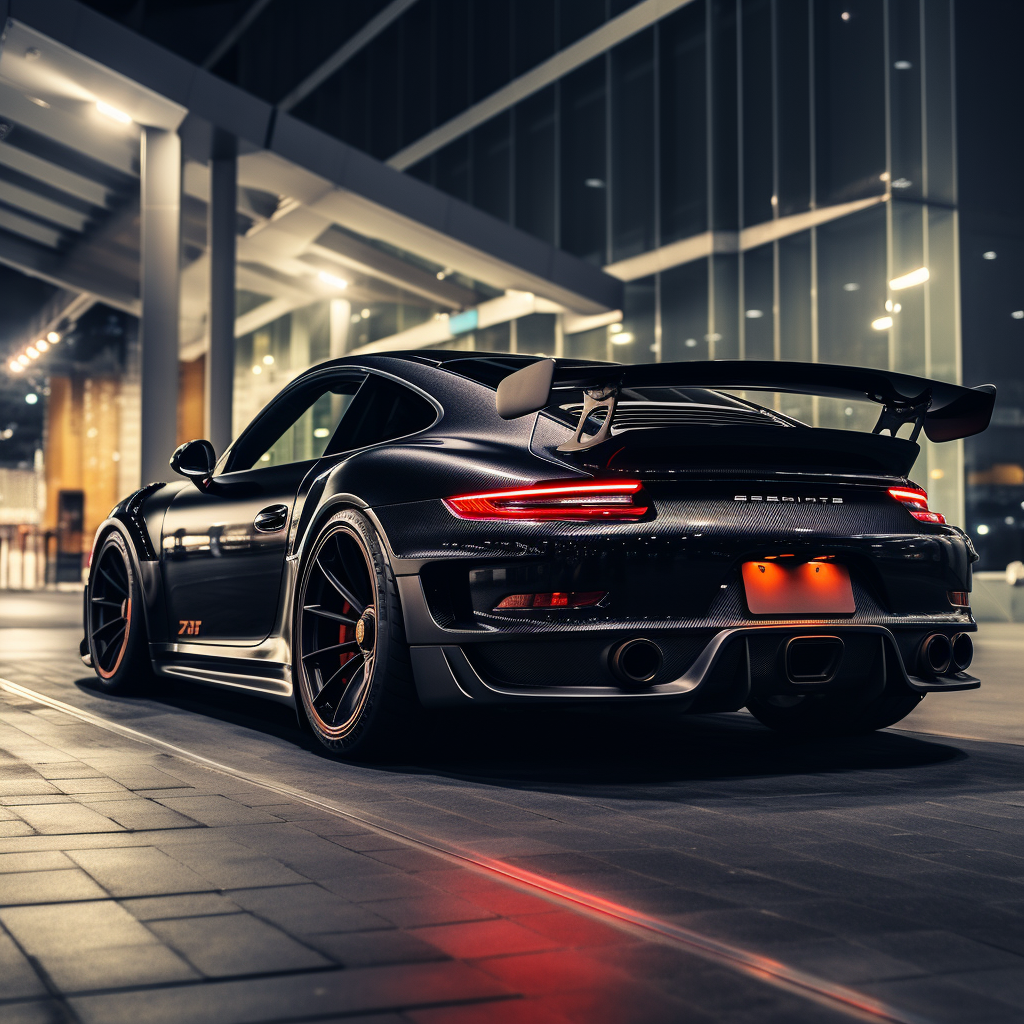 Black Porsche GT3RS Rear View Detail