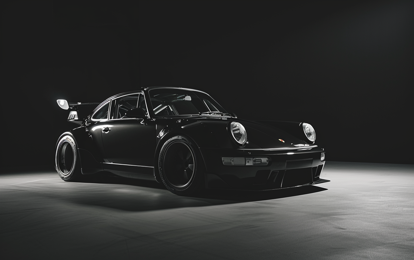 Stylish black Porsche RWB 964 widebody