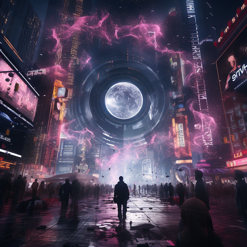 Black portals conquering New York cityscape