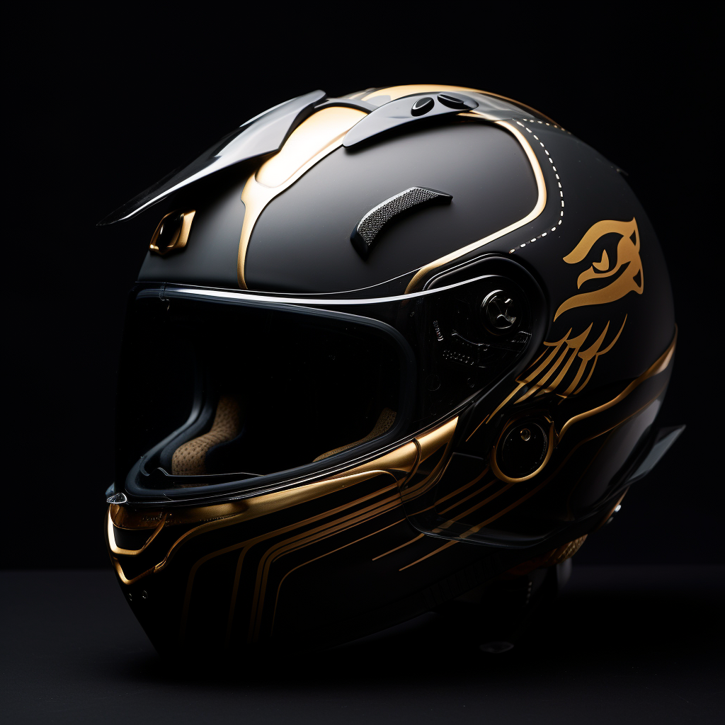 Formula One race helmet with black puma design