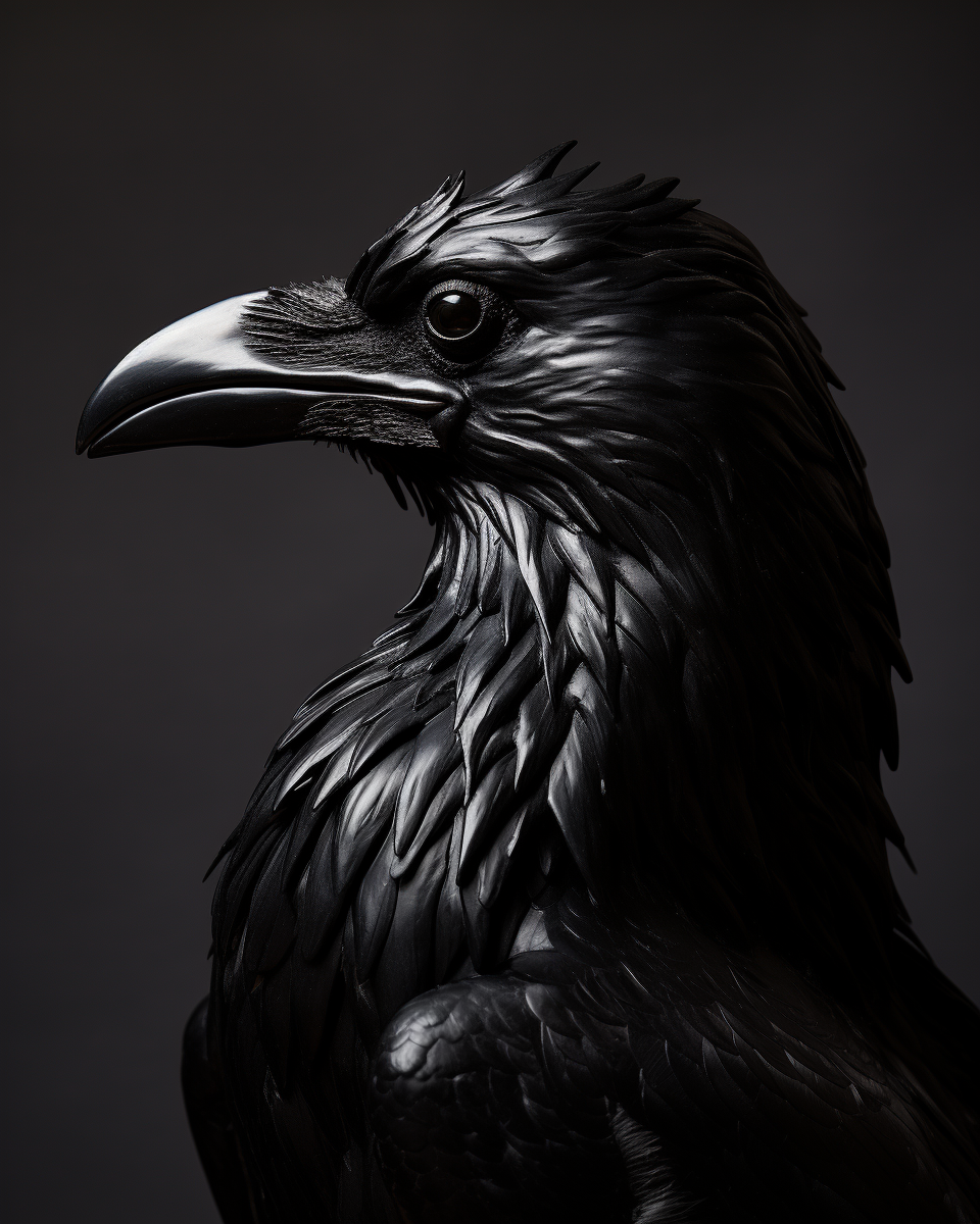 Close-up of Smooth Raven Sculpture