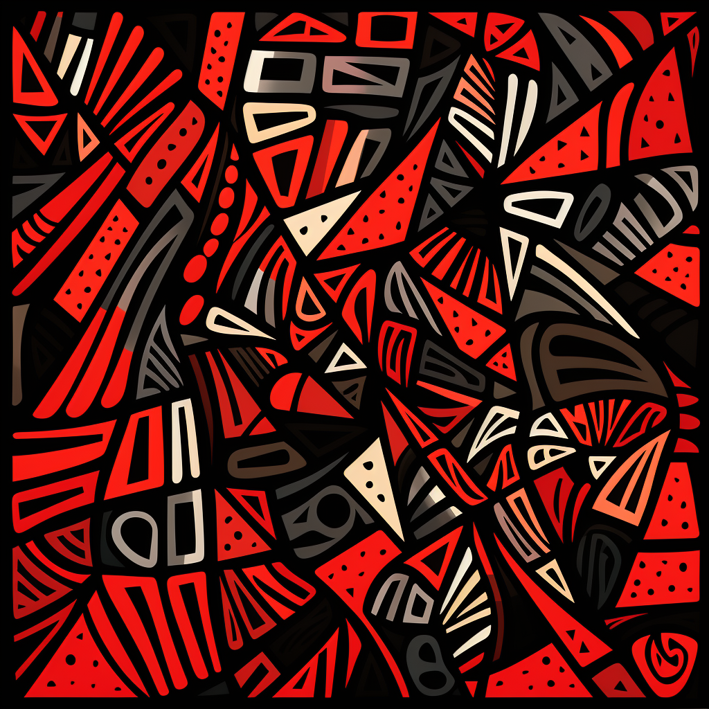 Black and red abstract pattern with triangles and squares