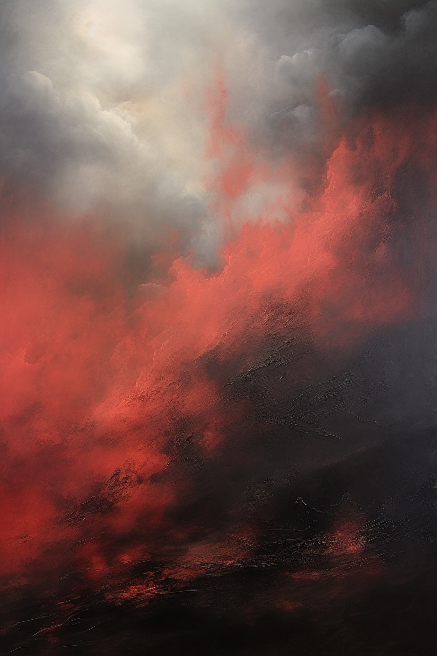 Abstract black rising from red deep