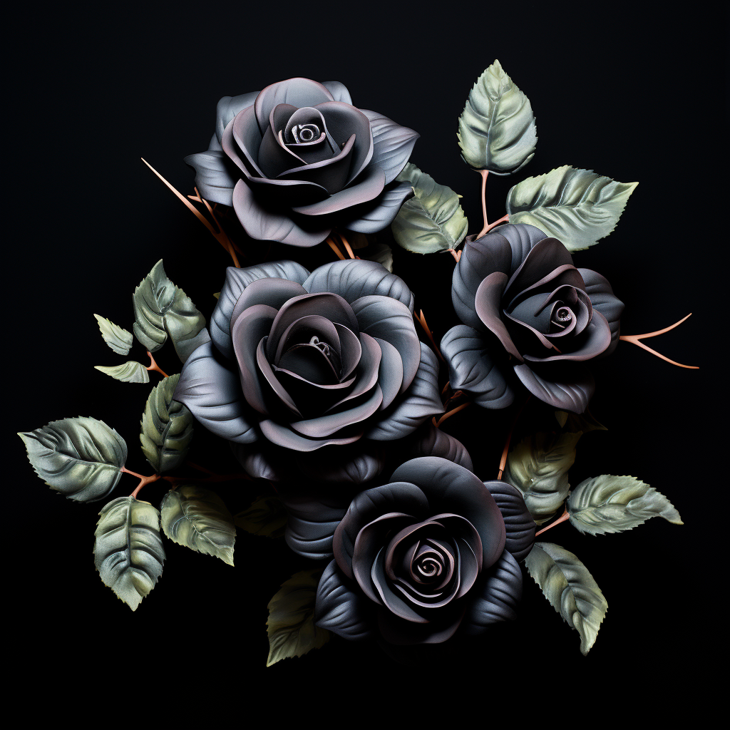 Realistic black rose bush photo