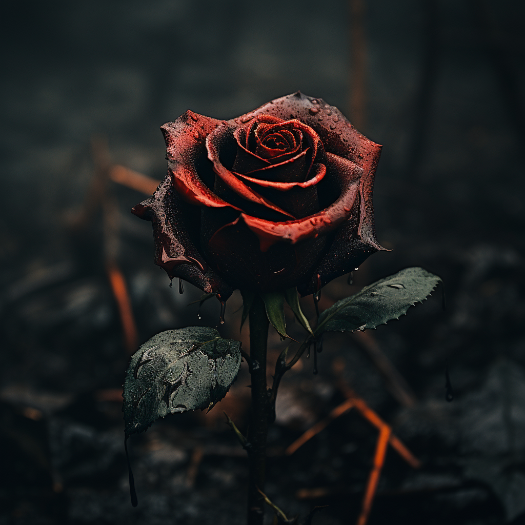 Black rose with red aura