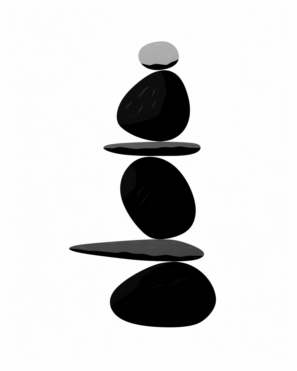 Black Rough Sculpture Balancing Pebble Rock