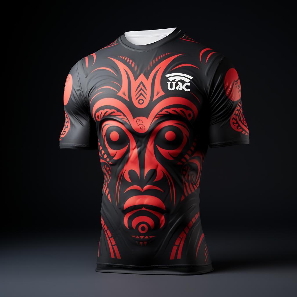 Stylish black rugby jersey with stone mask design