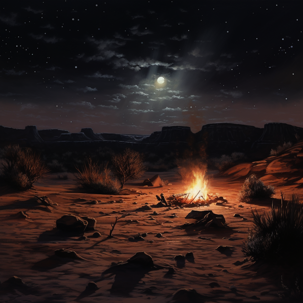 mesmerizing black sand desert campfire