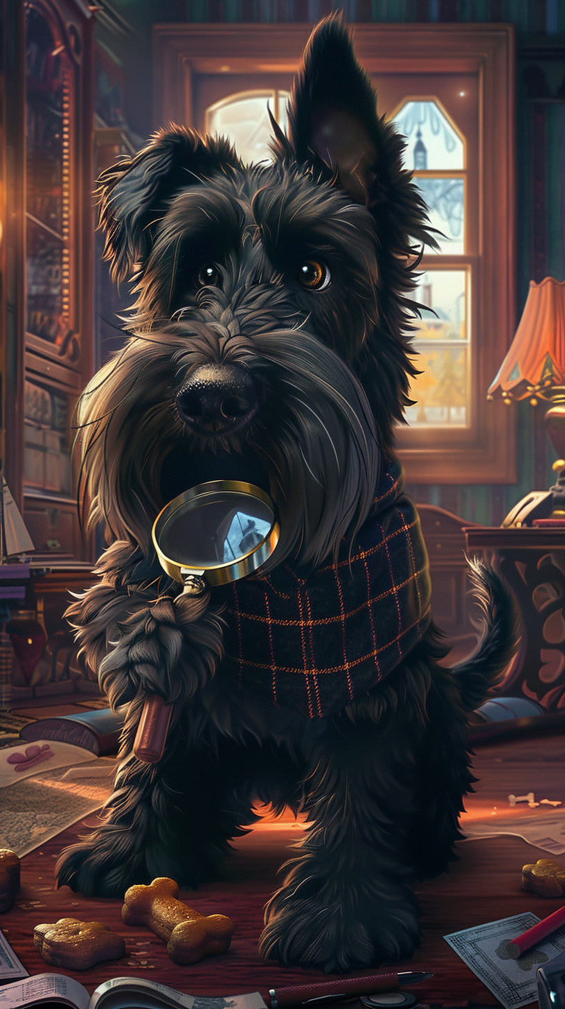 Black Scottie Dog Detective Magnifying Treats