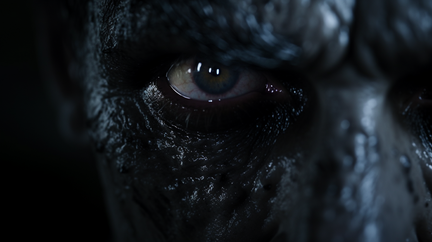 Close-up of black shadow monster's face