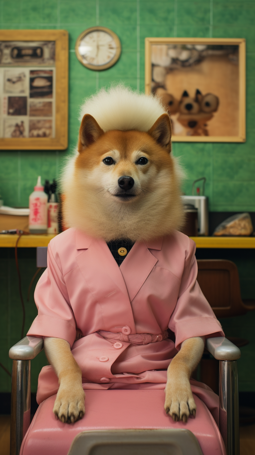 Black Shiba Inu in Hair Salon