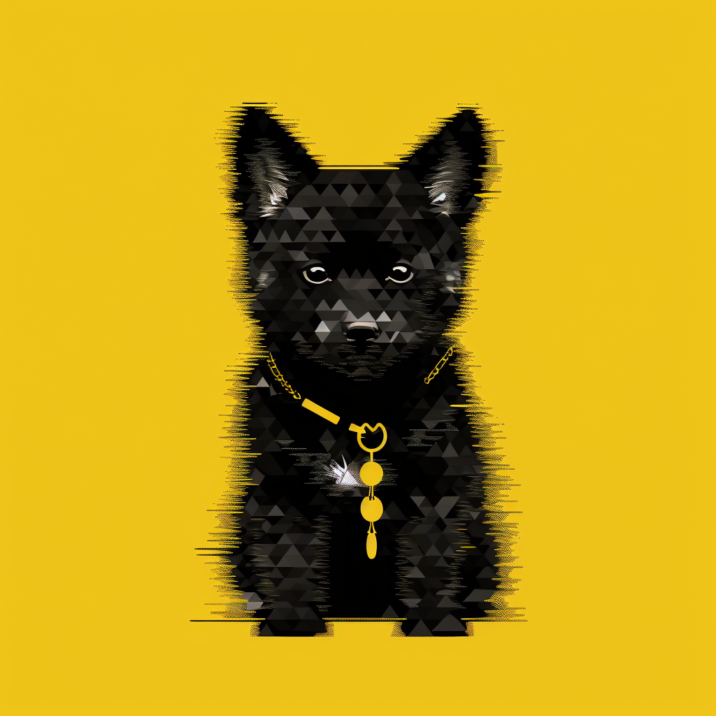 Pixelated art of black Shiba Inu dog