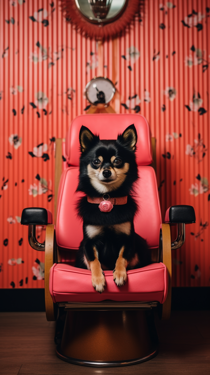 Shibu Inu dog in beauty salon