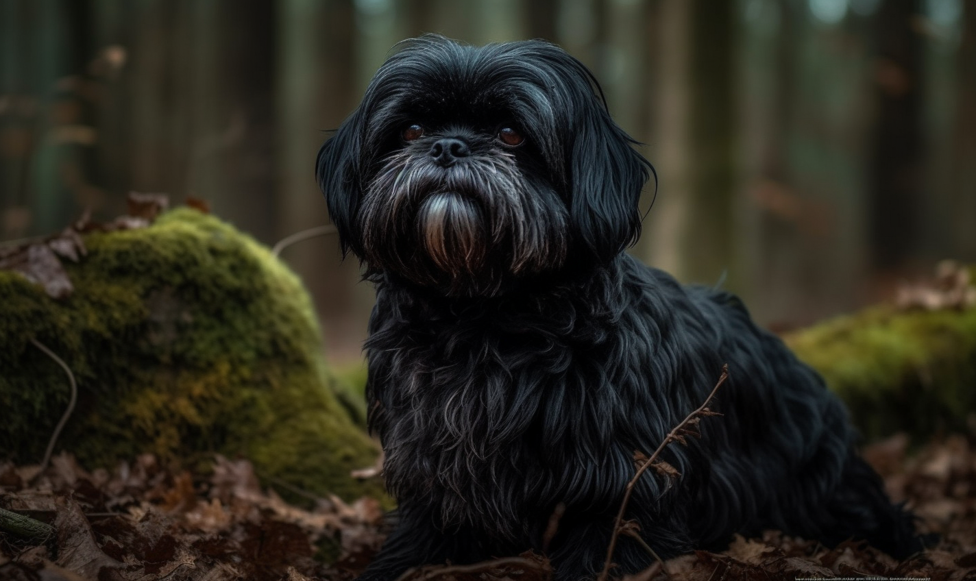 Black Shih Tzu in Forest