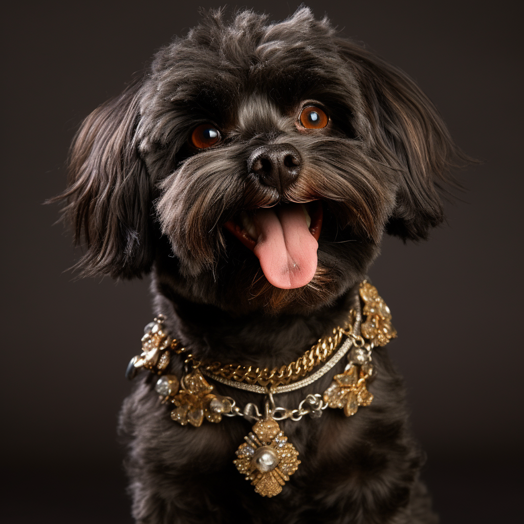 Stylish black shih tzu poodle mix dog dancing