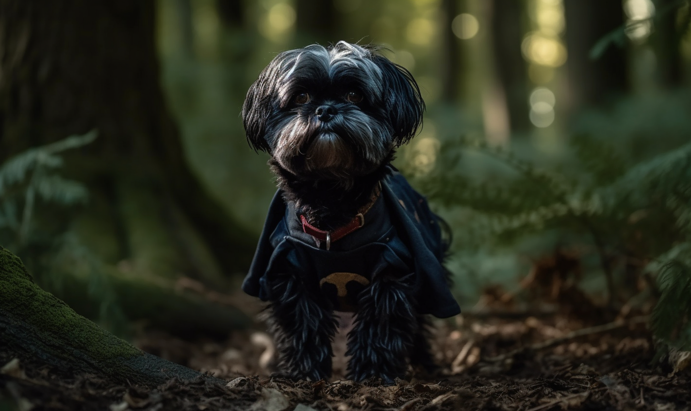 Black Shih Tzu in Vampire Costume