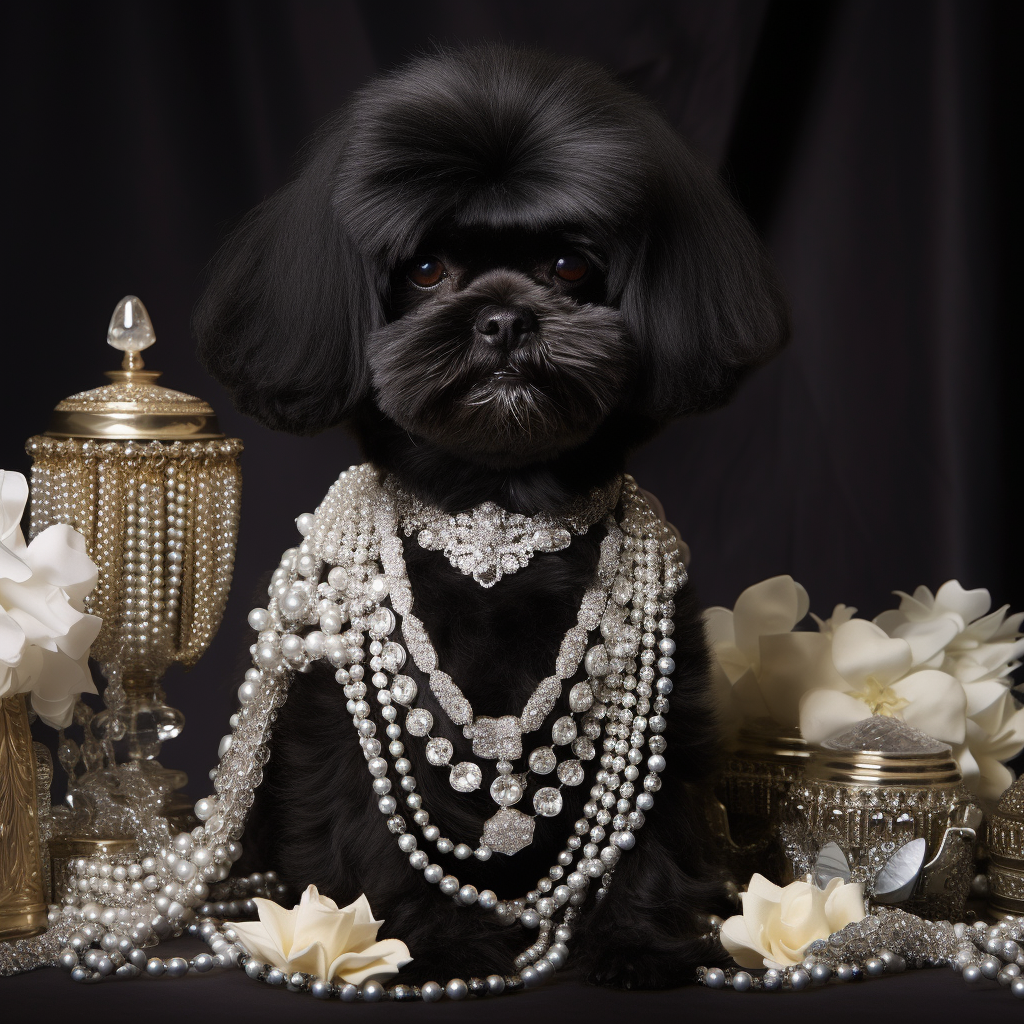 Adorable Dog with Glamorous Jewelry