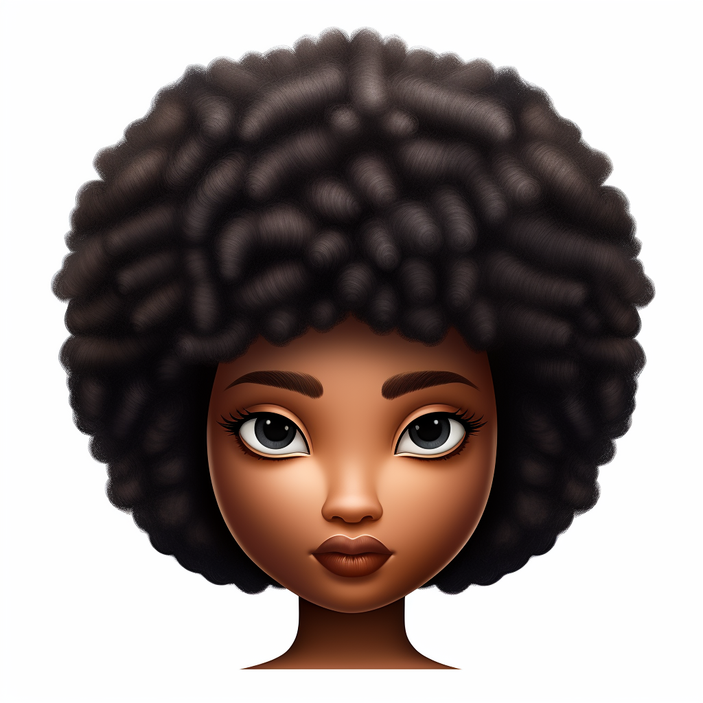 Cute black shrug emoji with fro