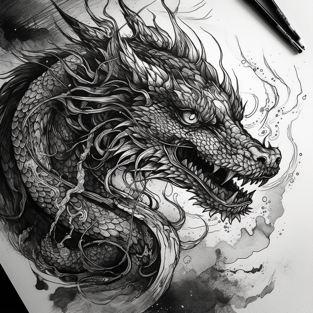 Asian Dragon Tattoo with Intricate Details