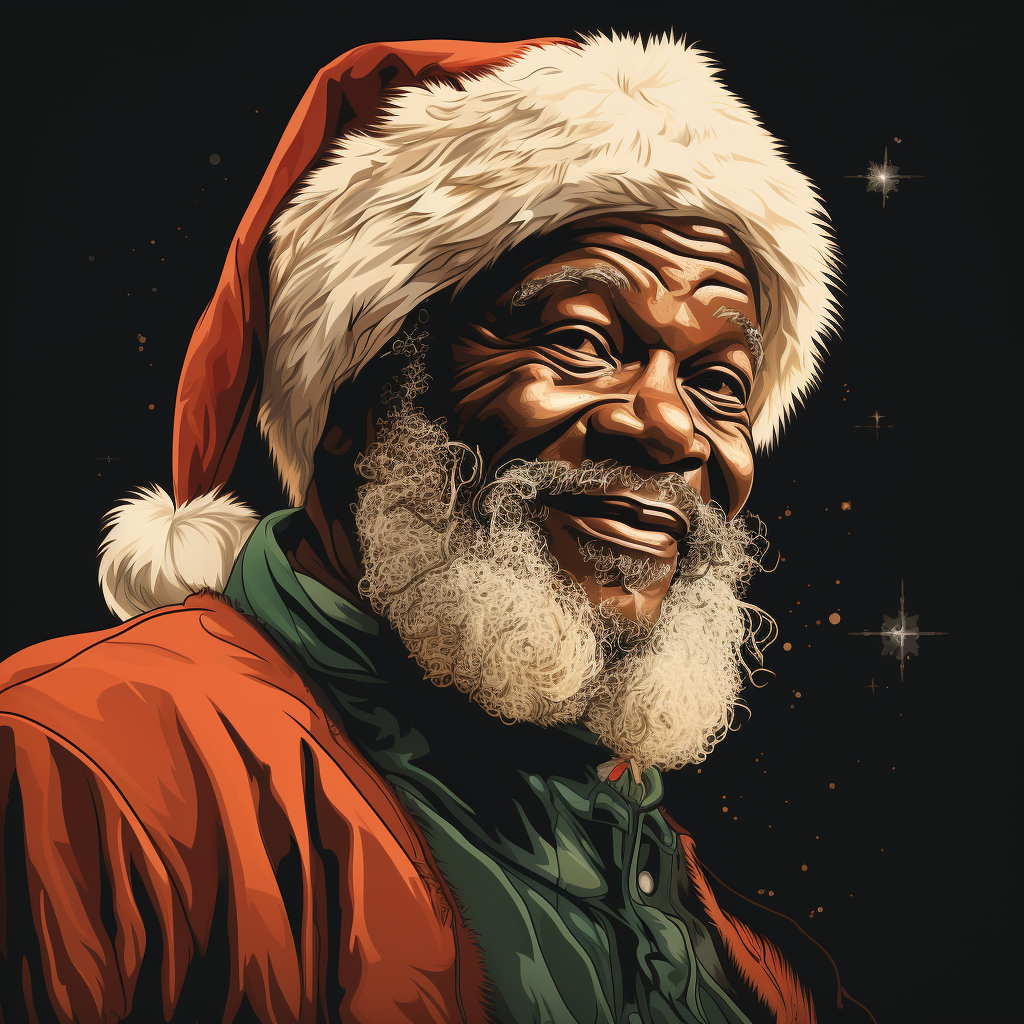 Retro Black Santa Claus Illustration