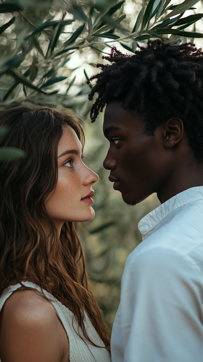 Black Sudanese Man White Brunette Woman