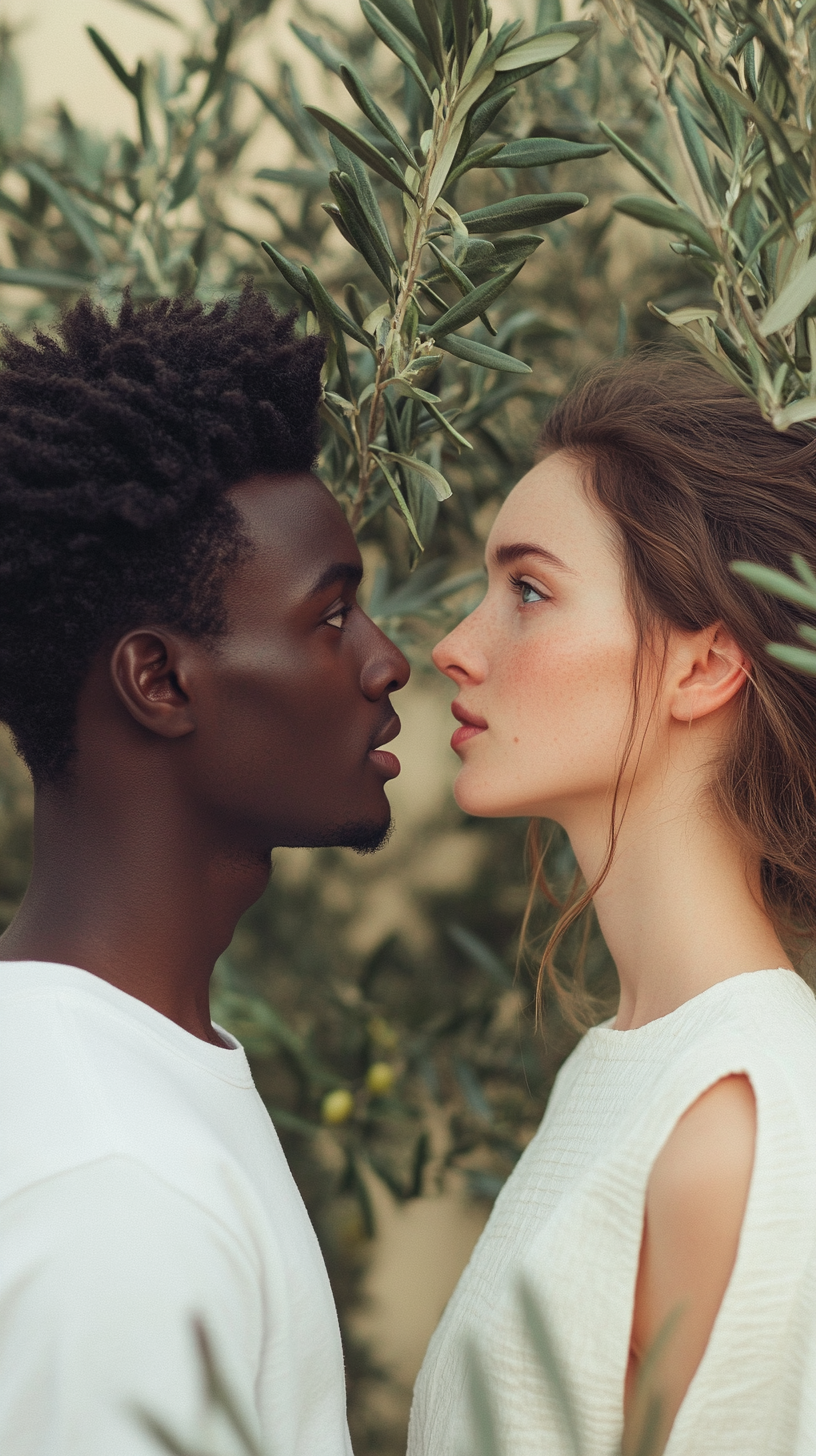 Black Sudanese man and white woman in love