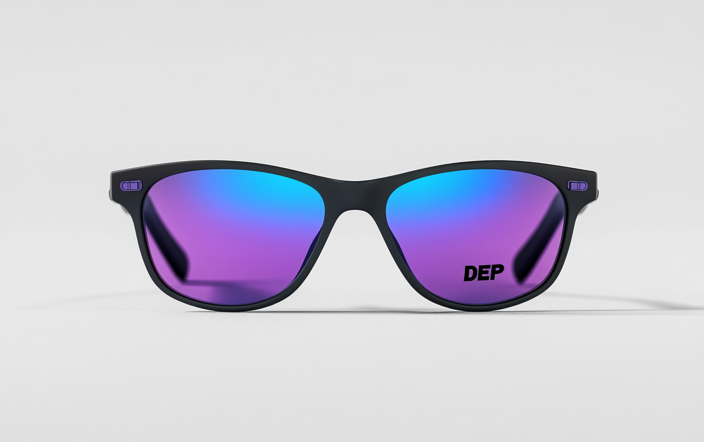 Black Sunglasses Blue Mirrored Lenses Design