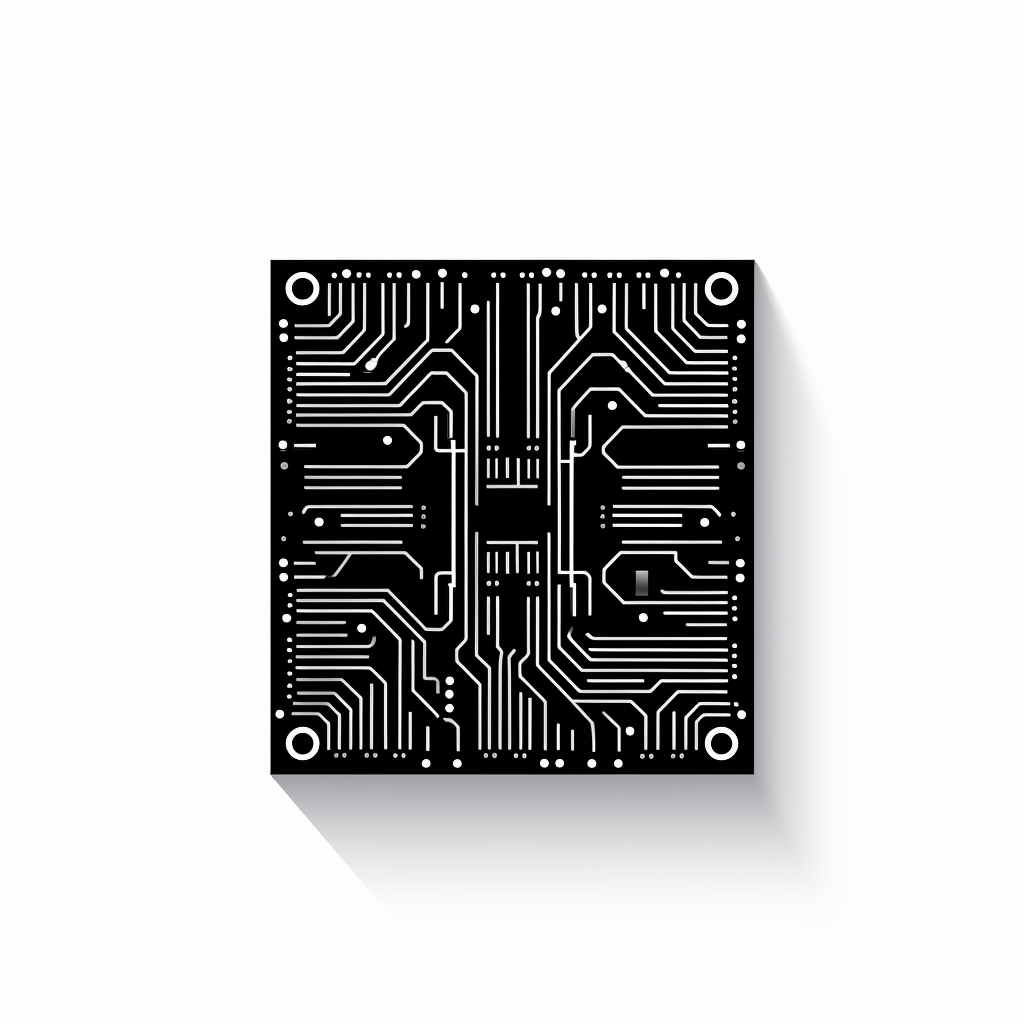 black symbol white background microchip