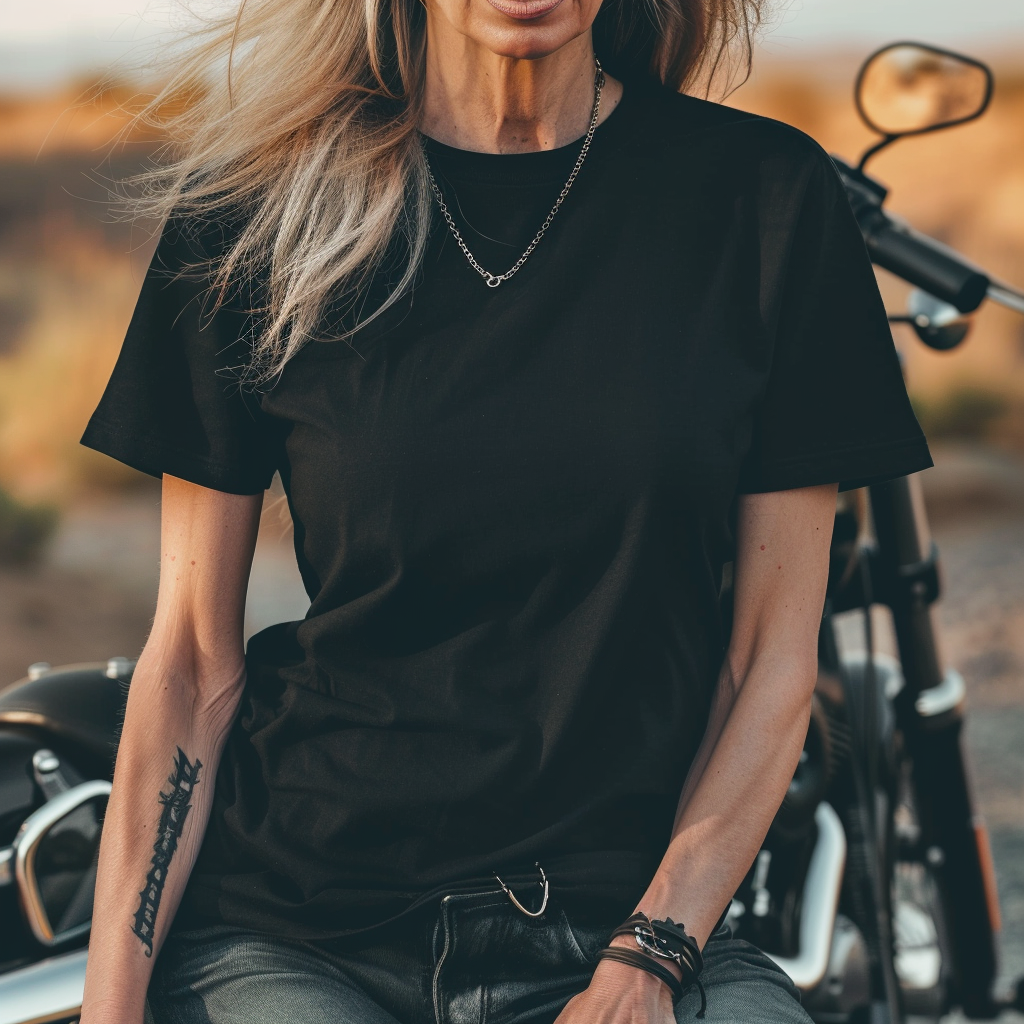 Black T-shirt Biker Lady